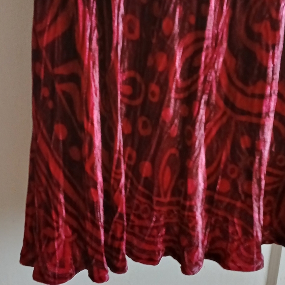 Vintage Red Velvet Maxi Dress Silk Blend Whimsigoth Burnout - Picture 12 of 15